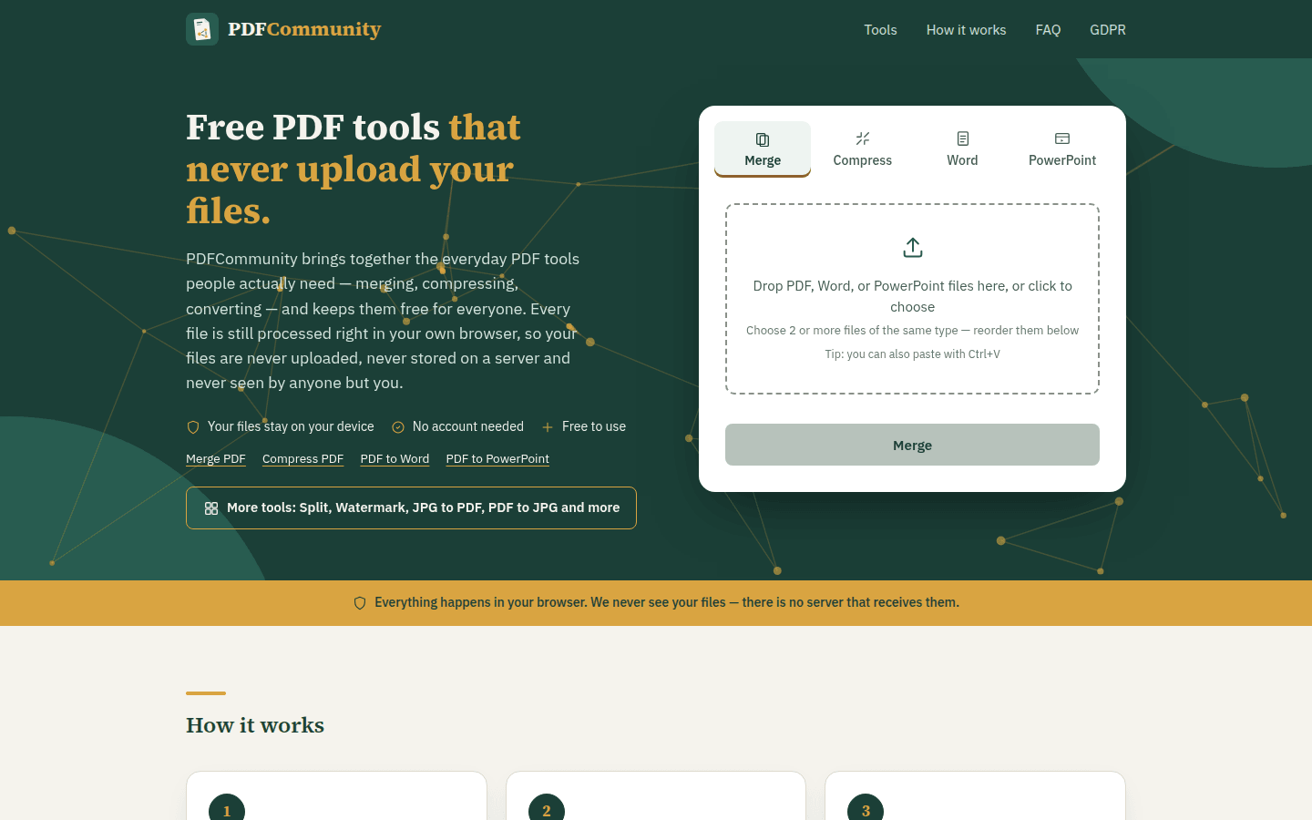 The PDFCommunity home page on a desktop computer